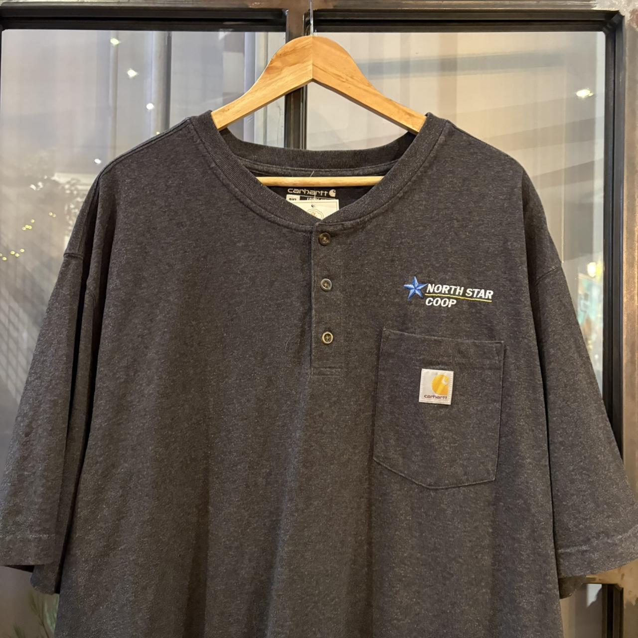 BR2306NR-F - Vintage Retro Essential Dark Grey Carhartt Pocket Top Tee T-shirt with North Star Coop embroidered patch logo #skater #workwear  #carhartt #y2k #pocket