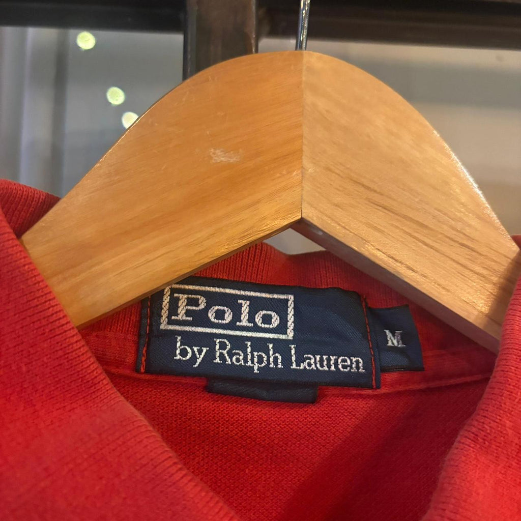 POL469F - Vintage Retro Ralph Lauren Plain Red Polo Shirt Short Sleeve collared button up top  #Y2K #preppy #chiefkeef #oldmoney #ralphlauren
