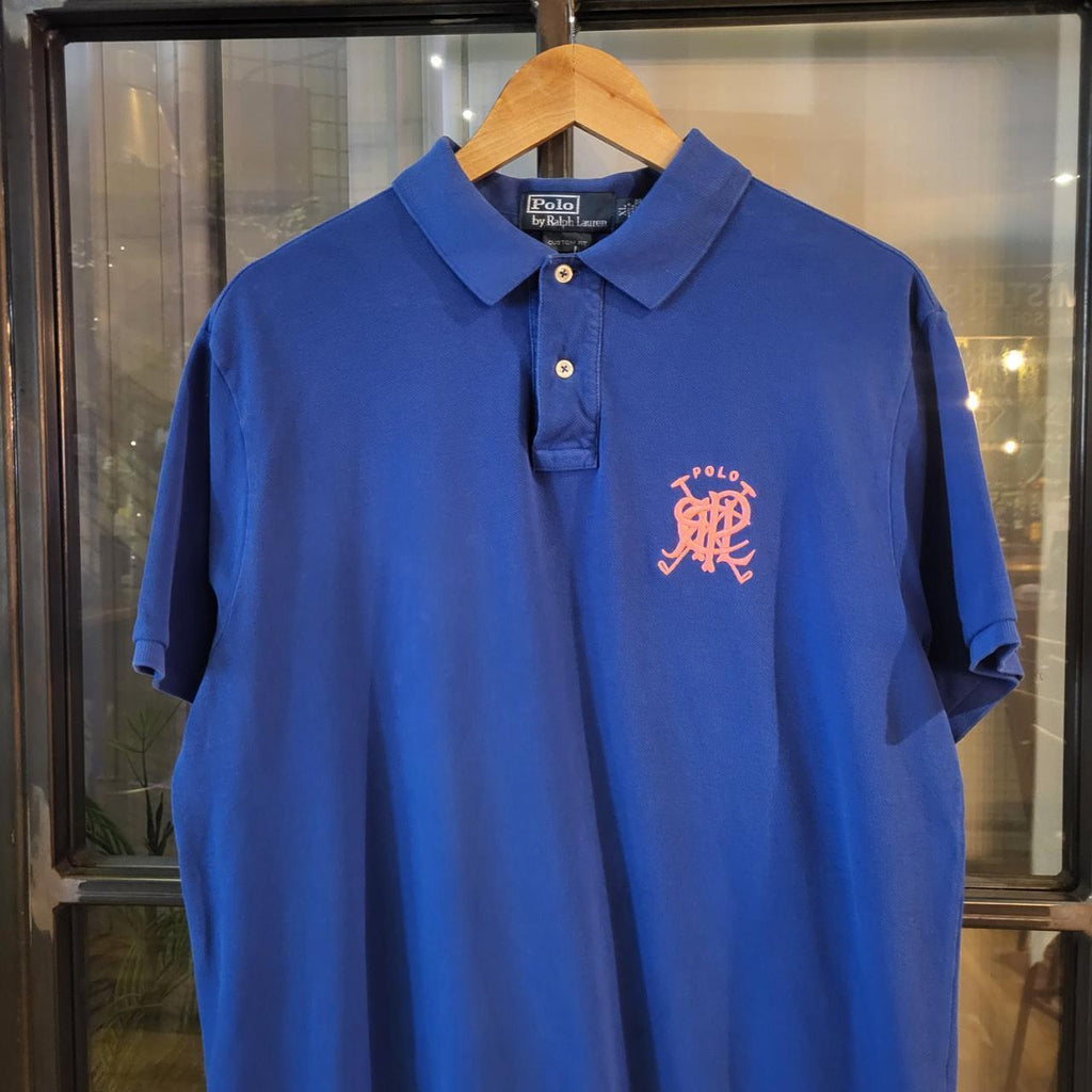 POL057 - Vintage Ralph Lauren Blue Mallets Logo Polo Shirt Short Sleeve collared button up top #Y2K #preppy #chiefkeef