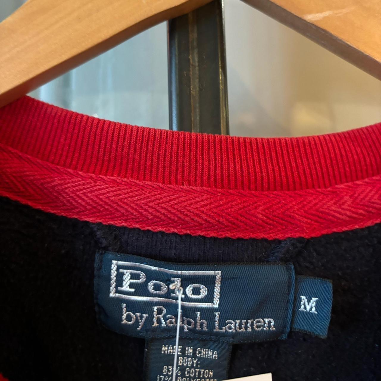 0425A34F-P - Vintage Retro Essential Navy Polo Ralph Lauren Crewneck Jumper Sweatshirt with USA embroidered logo #90s #sportswear #preppy #y2k #poloralphlauren