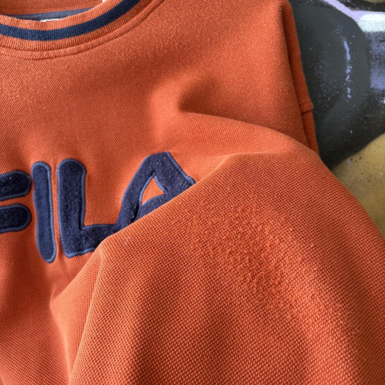 Vintage Fila Sweatshirt Mens Large Orange Spell Out Pullover Jumper Top 90s Y2K 00s