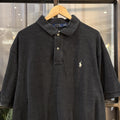 BR1912SW-F - Vintage Retro Ralph Lauren Plain Dark Grey Polo Shirt Short Sleeve collared button up top  #Y2K #preppy #chiefkeef #oldmoney #ralphlauren