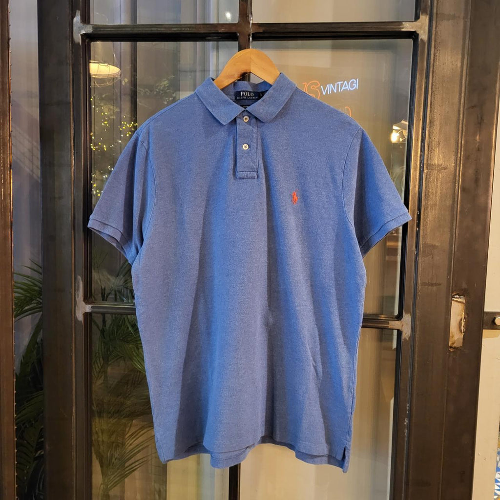 POL210 - Vintage Ralph Lauren Blue Polo Shirt Short Sleeve collared button up top #Y2K #preppy #chiefkeef #golf #oldmoney