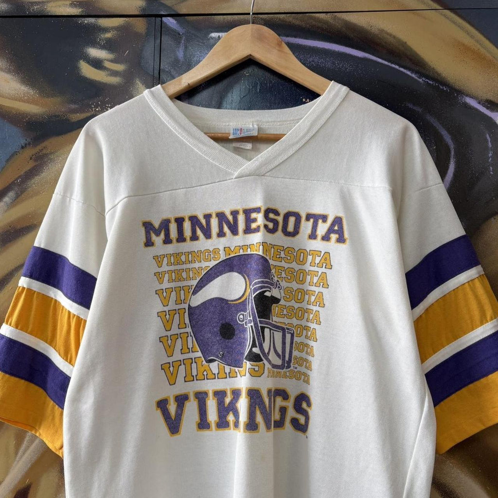 ADN0101BB-U - Vintage Retro Essential NFL Minnesota Vikings American FootballPrint Jersey Tee top #sportswear #nfl #jersey #vikings #minnesota