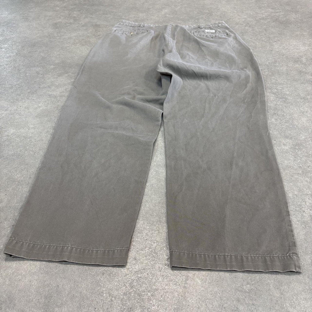 Vintage Polo Ralph Lauren Trousers Mens 35x30 Grey Double Pleated Chinos Preppy Old Money Ivy League Y2K 90s