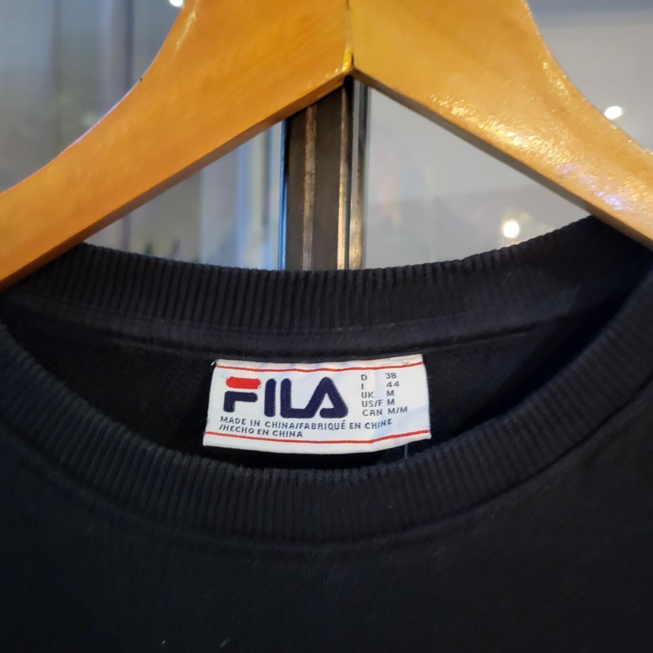 SWT087 - American Vintage retro black multi-colour essential Fila sweatshirt jumper crewneck with logo true vintage Y2K 90s wide boxy fit