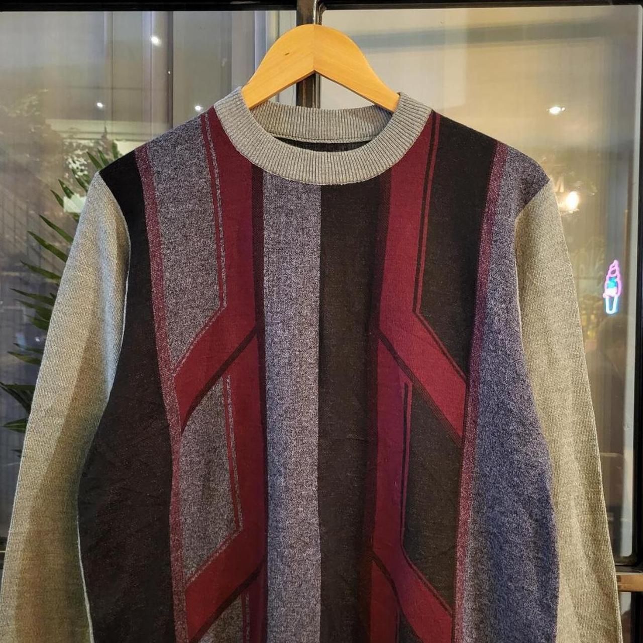 KNT1009 - Vintage Retro Essential mens grey patterned argyle golf grandpa knitted cosby sweatshirt jumper crewneck 90s y2k #knit #golf #knitjumper