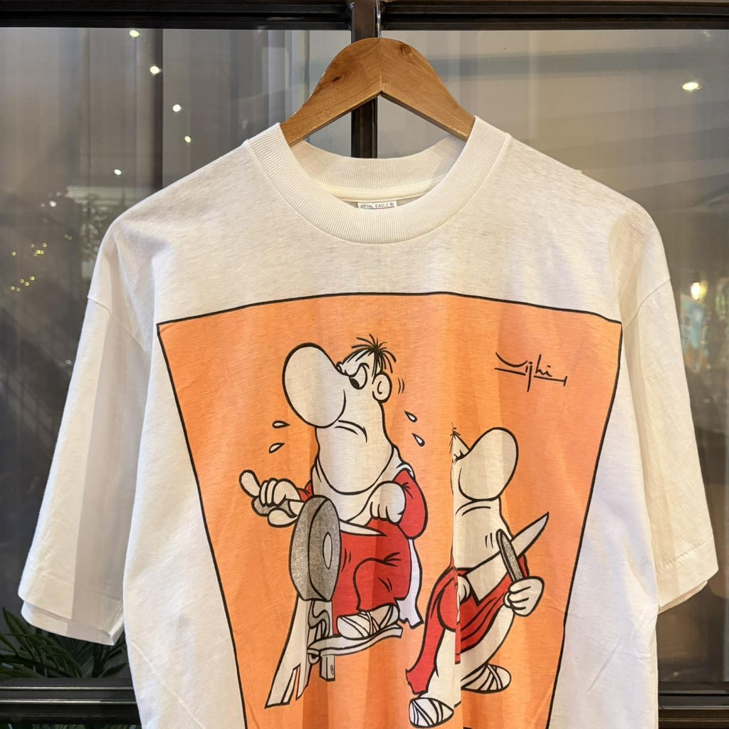 Vintage Brutus Cartoon Graphic T-Shirt Mens Medium White Single Stitch 90s Y2K Comic Art Tee