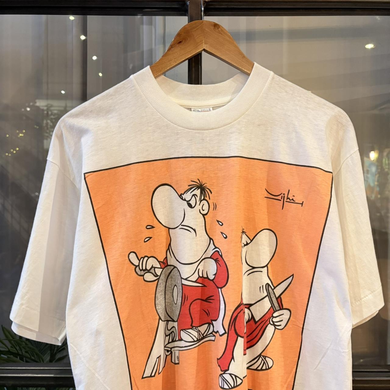 Vintage Brutus Cartoon Graphic T-Shirt Mens Medium White Single Stitch 90s Y2K Comic Art Tee