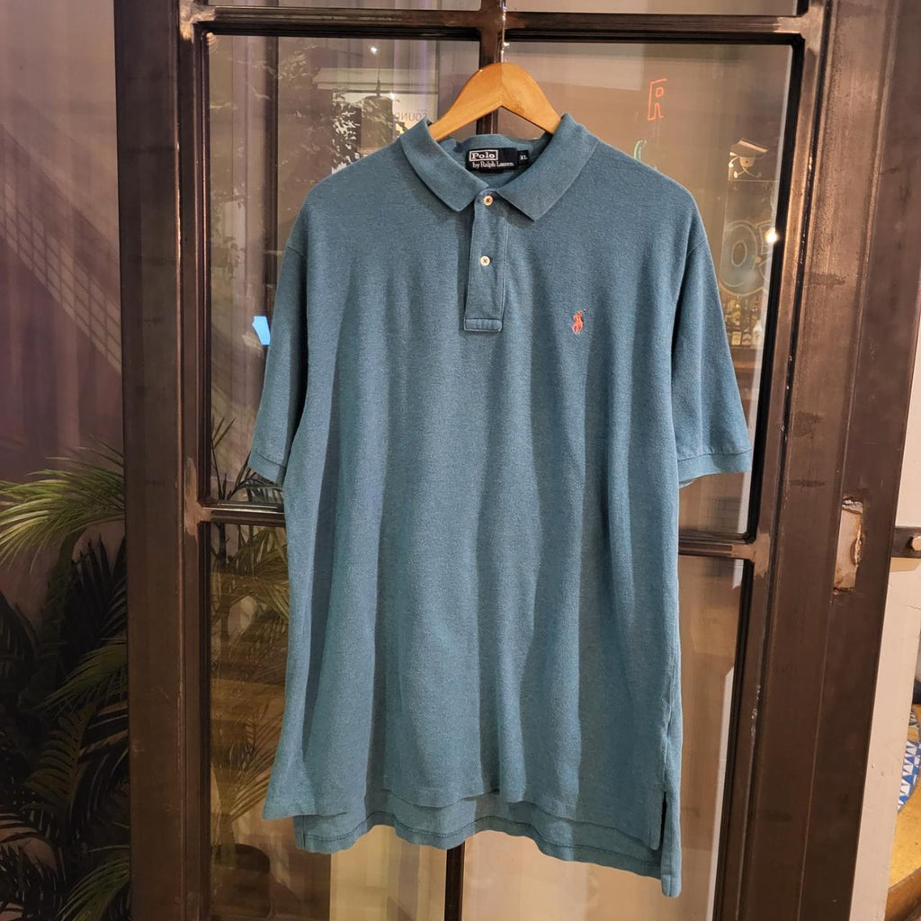 POL209 - Vintage Ralph Lauren Blue Green Polo Shirt Short Sleeve collared button up top #Y2K #preppy #chiefkeef #golf #oldmoney