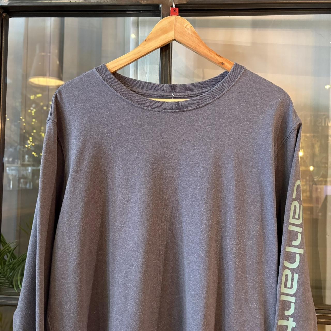 TEE516F - Vintage Retro Essential Blue Carhartt Longsleeve arm Graphic Print Top Tee T-shirt #skater #workwear  #carhartt #y2k #longsleeve