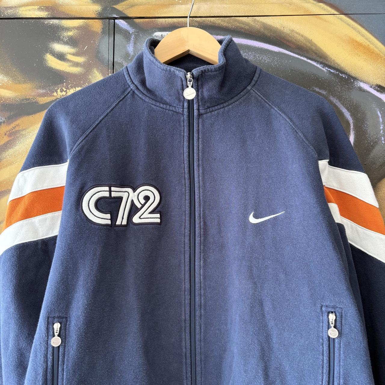 Vintage Nike Track Jacket Mens Medium Blue Full Zip C72 Star Solo Swoosh Sweatshirt Jumper Top 90s Y2K 00s