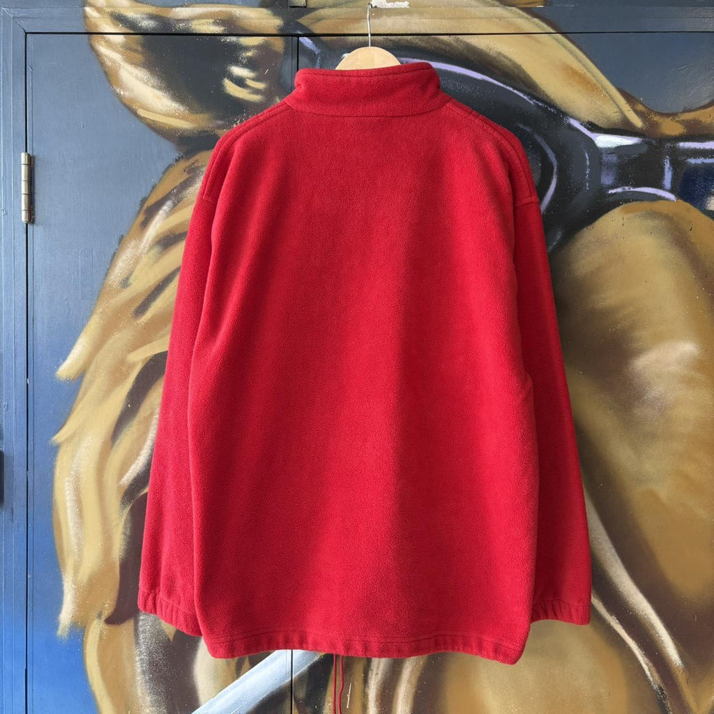 Vintage The Simpsons Fleece Quarter Zip Jumper Mens XL Red Embroidered Logo Cartoon Pullover 90s Y2K