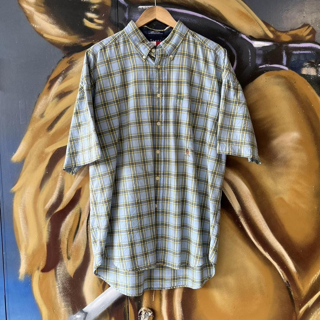 Checkered Short Sleeve Button Up Shirt