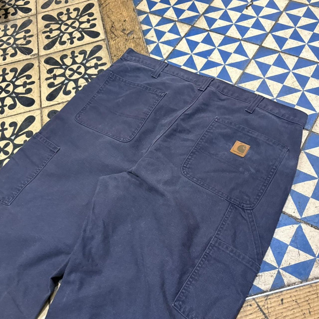 TRW475F-P - Vintage retro essential Navy Carhartt Carpenter Cropped Trousers pants casual workwear #skater #utility #workwear #carpenter #carhartt