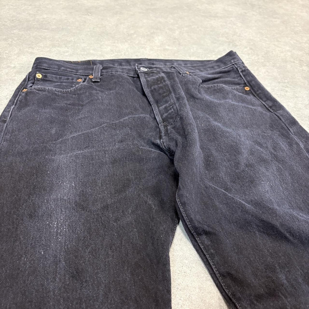 Vintage Levi's 501 Jeans Mens 36x30 Black Denim Wash Straight Leg Trousers Cowboy Western USA 90s Y2K