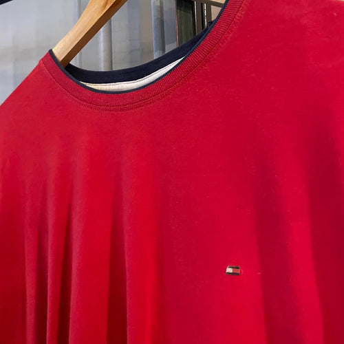 1224G65P - Vintage Retro Essential Red Tommy Hilfiger Print logo Top Tee T-shirt #90s #tommy #top #essential #basic
