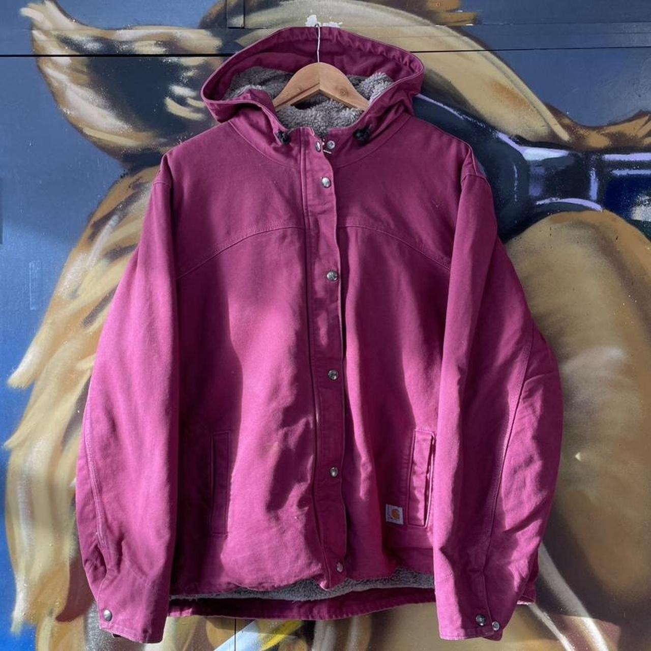 Carhartt Hooded Active Jacket Workwear Vintage Retro Sherpa Lined