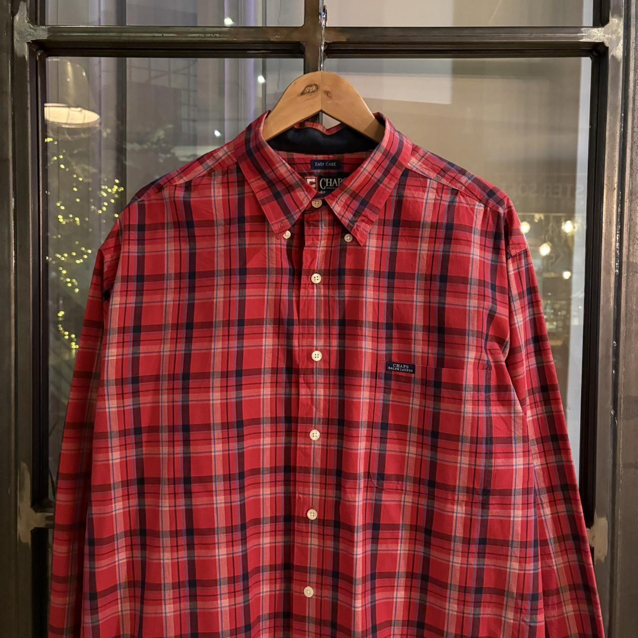 1224D89P - Vintage Chaps Ralph Lauren Red Navy Checked Shirt longsleeve collared button up top #Y2K #preppy #chiefkeef #golf #oldmoney