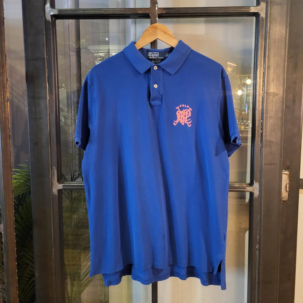 POL057 - Vintage Ralph Lauren Blue Mallets Logo Polo Shirt Short Sleeve collared button up top #Y2K #preppy #chiefkeef