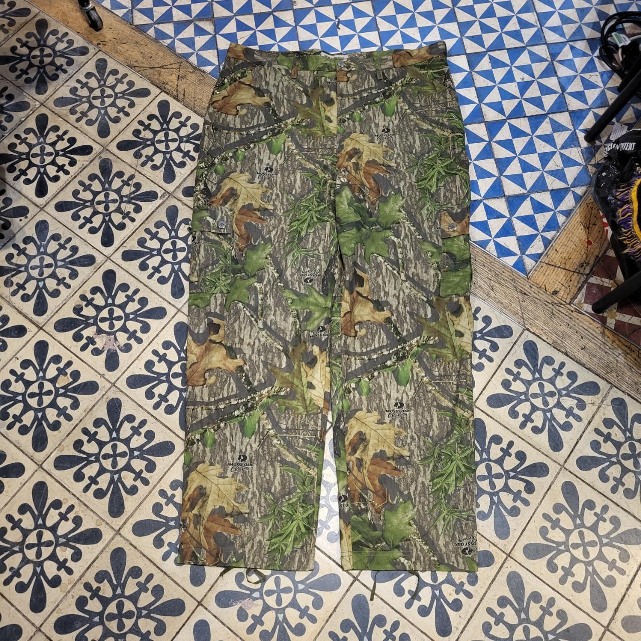 RTB058P - Vintage retro essential woodland RealTree adjustable cargos camo camouflage Carpenter Pants Trousers Jeans embroidered bottoms wide bagg straight leg hip hop skater 90s y2k workwear style