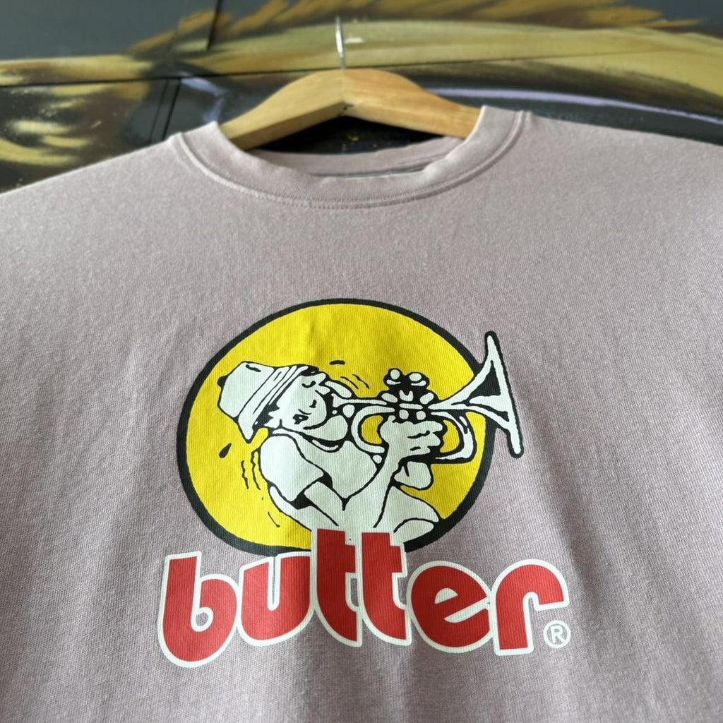 Butter Goods T Shirt Mens Small Purple Graphic Logo Music Jazz Trumpet Skate Streetwear Tee Top Y2K