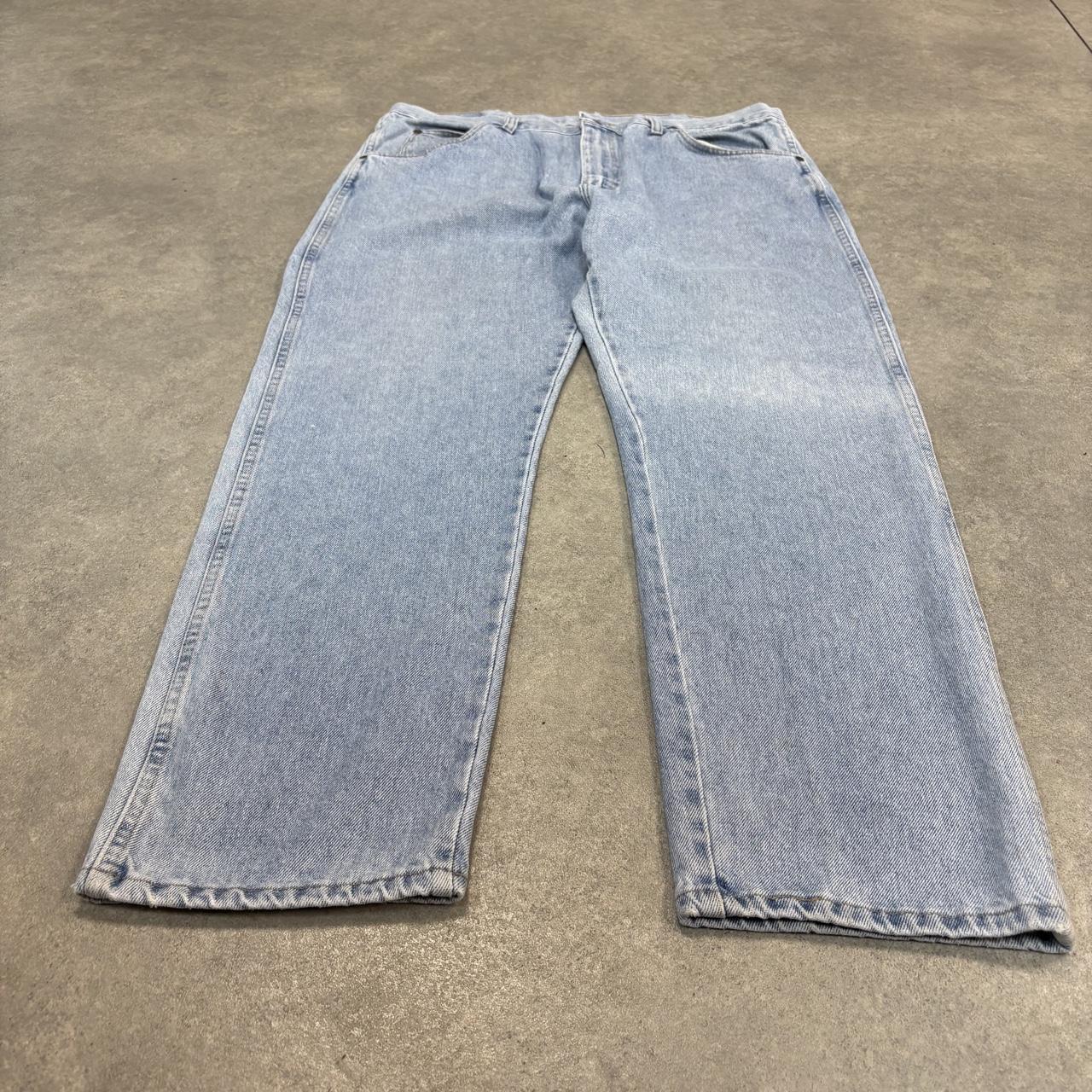 Vintage Wrangler Jeans Mens 38x30 Light Wash Denim Wash Straight Leg Trousers Cowboy Western USA 90s Y2K