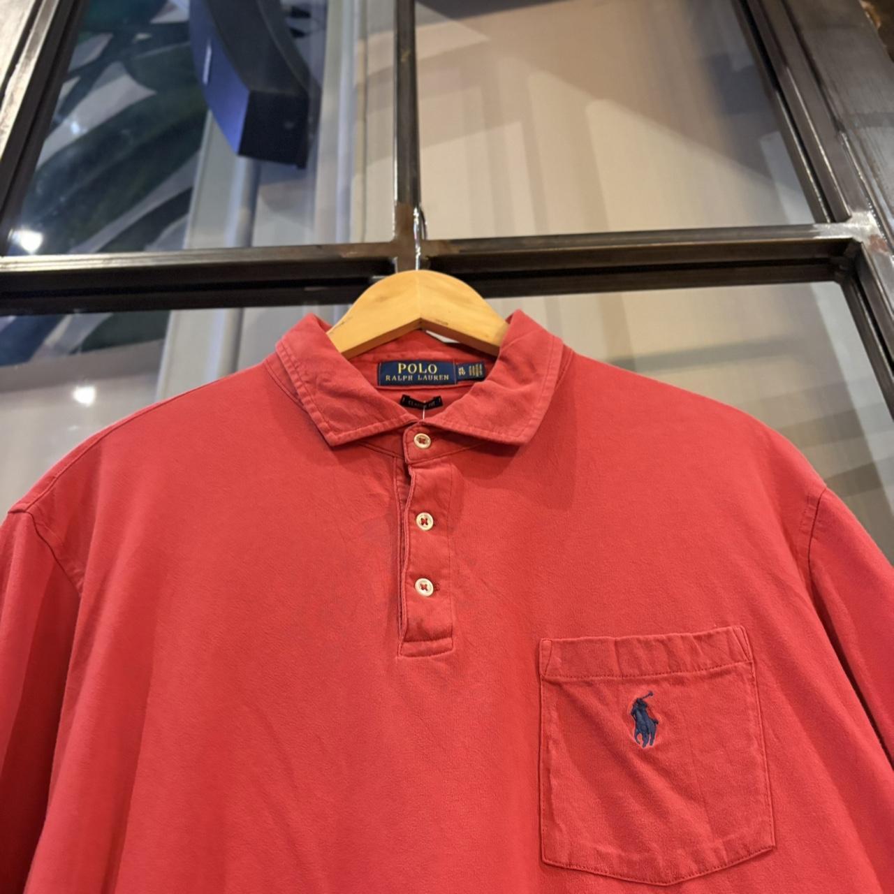 BR1912AH-F - Vintage Retro Ralph Lauren Plain Red Pocket Polo Shirt Short Sleeve collared button up top  #Y2K #preppy #chiefkeef #oldmoney #ralphlauren