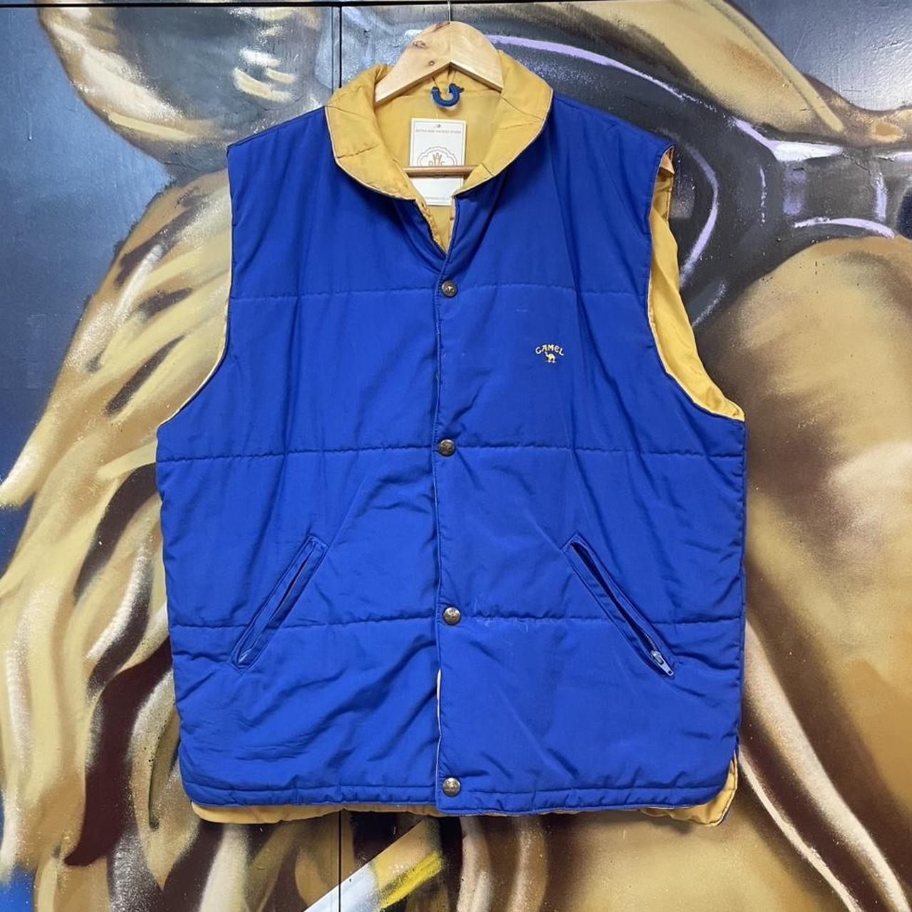 Vintage Camel Embroidered Logo Button Up Gilet Puffer Vest