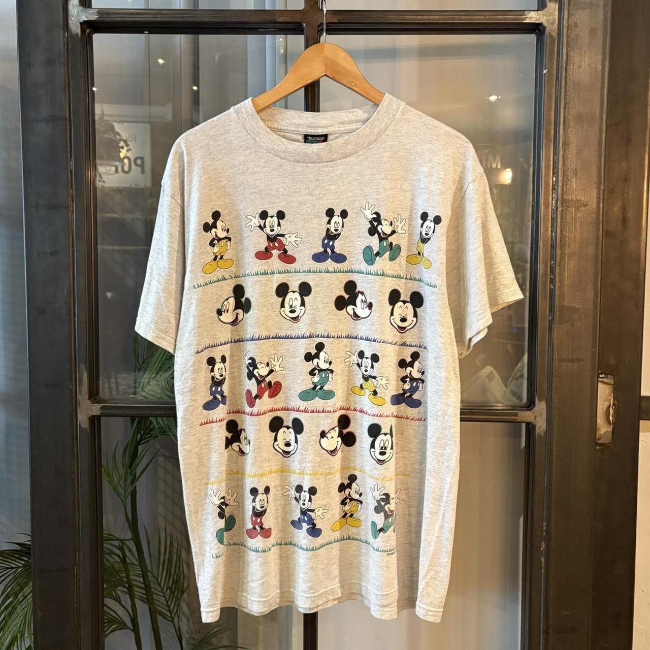 TEE632F - Vintage Retro Essential Grey Mickey Unlimited Jerry Leigh Tag Mickey Mouse Multiple Poses Graphic Print Top Tee T-shirt #mickeyunlimited #graphic #disney #mickeynouse