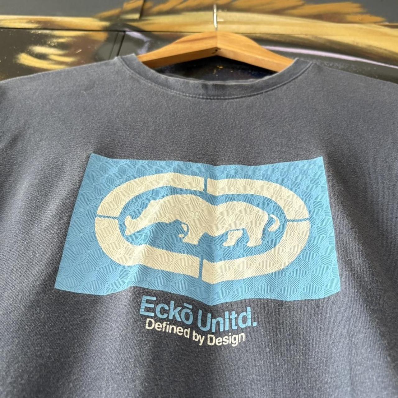 Vintage Ecko Unlimited T Shirt Tee Mens Large Blue Spellout Logo Graphic Skate Top Hip Hop 90s Y2K