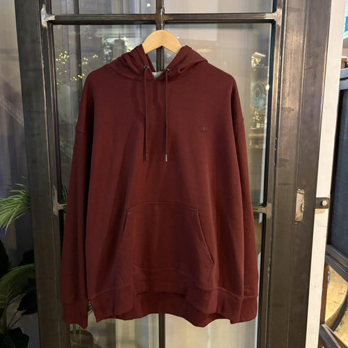 1224A46 - Vintage Retro Essential Champion Burgundy Sweatshirt Hoodie with big spellout embroidered logo #90s #sportswear #essential #champion #y2k