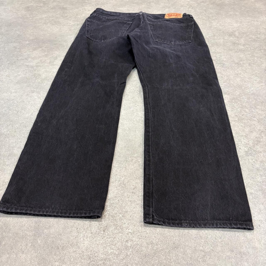 Vintage Levi's 501 Jeans Mens 36x30 Black Denim Wash Straight Leg Trousers Cowboy Western USA 90s Y2K
