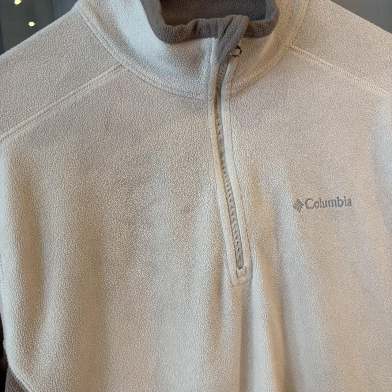 1224C76BR - Vintage retro essential Beige Columbia 1/4 zip up outdoor fleece jacket #columbia #outdoor #expedition #hike #gorpcore
