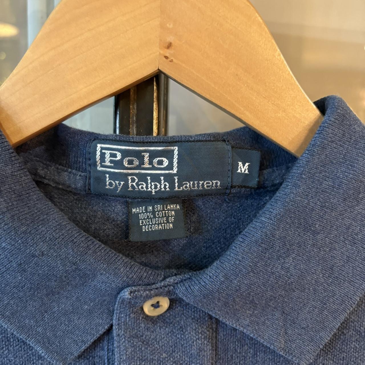 POL405F-P - Vintage Retro Ralph Lauren Blue Plain Polo Shirt Short Sleeve collared button up top  #Y2K #preppy #chiefkeef #oldmoney #ralphlauren
