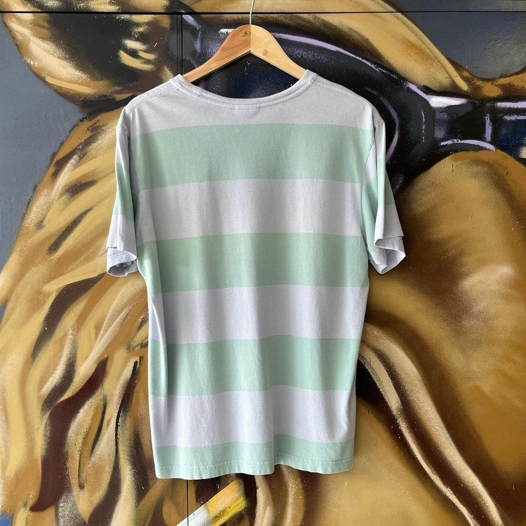 Lacoste Green and Grey Striped Tee