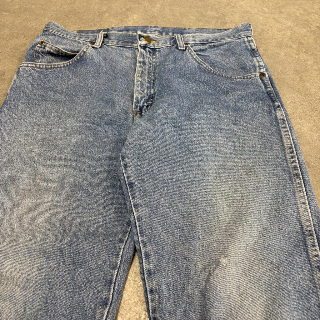 Vintage Blue Wash Wrangler Jeans Mens 34” Straight Leg Denim Trousers Skate Western Vintage Y2K 90s