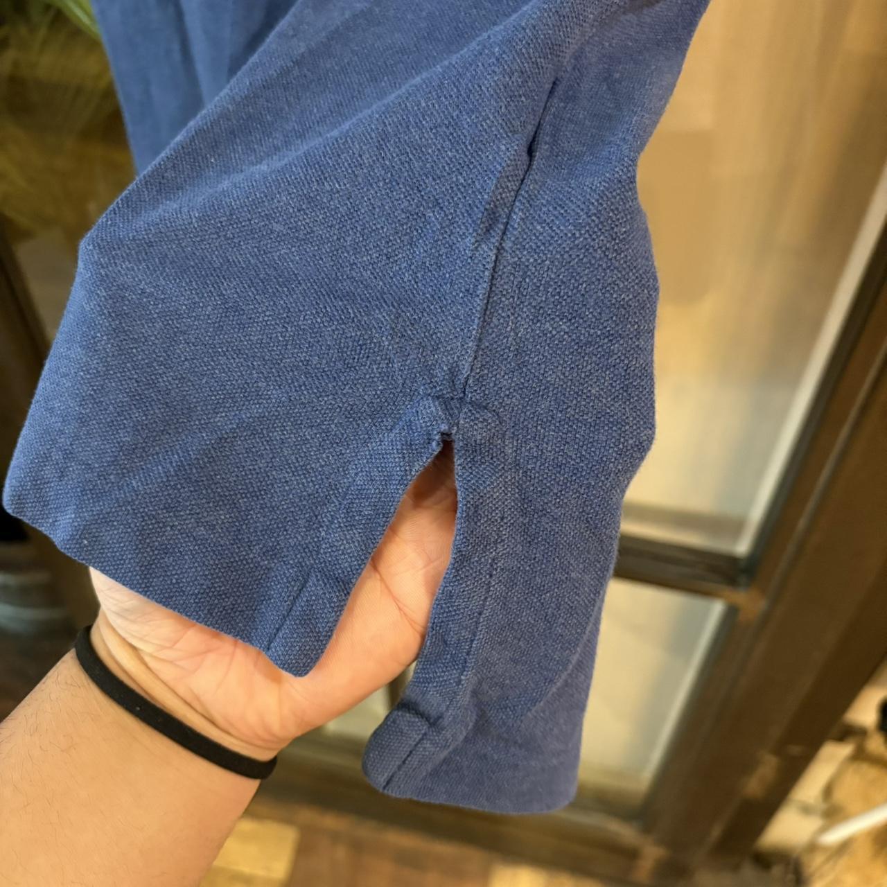 POL402F-P - Vintage Retro Ralph Lauren Blue Plain Polo Shirt Short Sleeve collared button up top  #Y2K #preppy #chiefkeef #oldmoney #ralphlauren