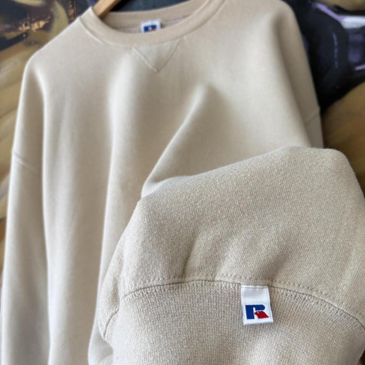 Vintage Russell Athletic Sweatshirt Mens XL Beige Blank Essential Skate Jumper Top USA 90s Y2K 2000s