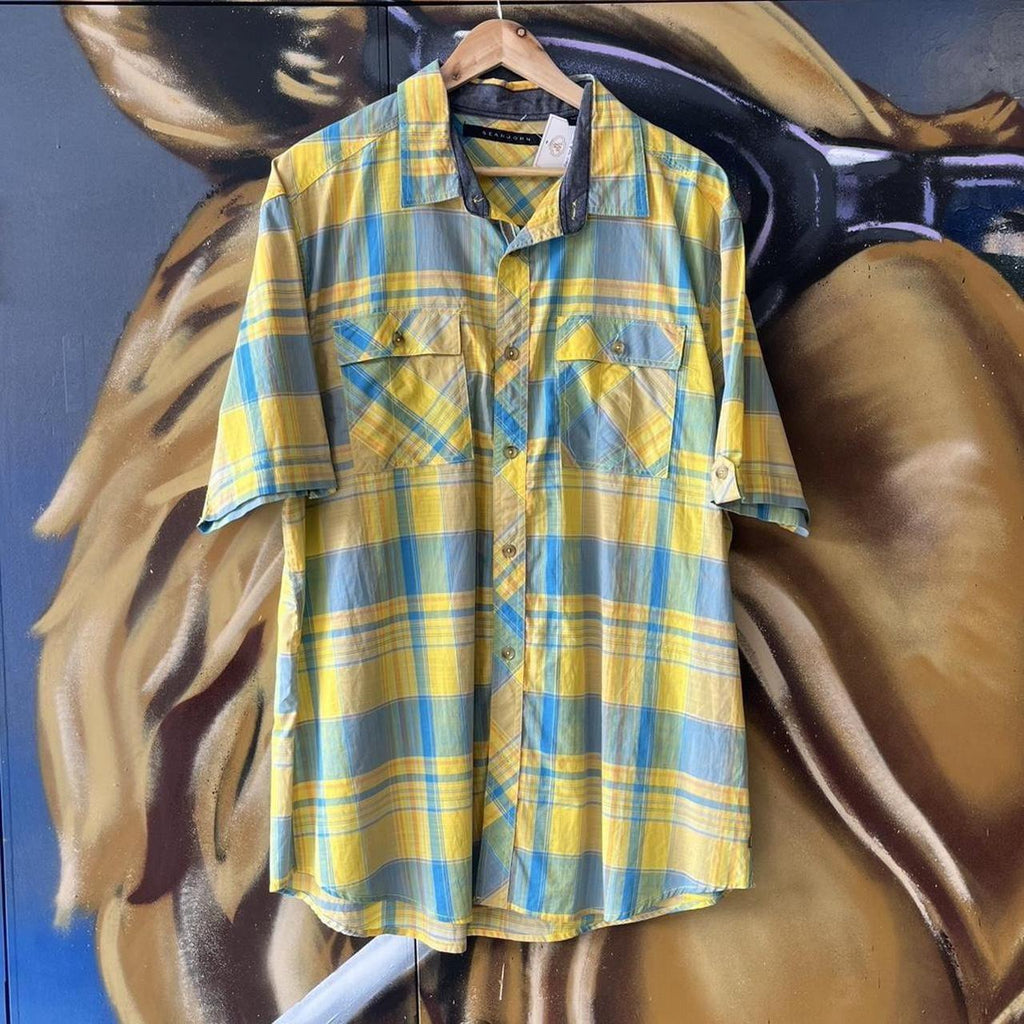 Y2K Plaid Short Sleeve Button Up Shirt