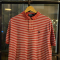 POL148 - Vintage Ralph Lauren Pink Striped Polo Short Sleeve collared button up top #Y2K #preppy #chiefkeef #golf two tone