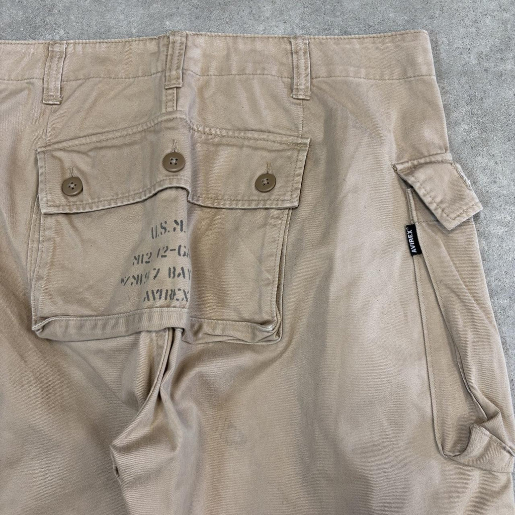 Vintage Avirex Jorts Mens 34” Cargo Multi Pocket Shorts Army Utility Baggy Wide Leg Skate Surf Hip Hop 00s Y2K