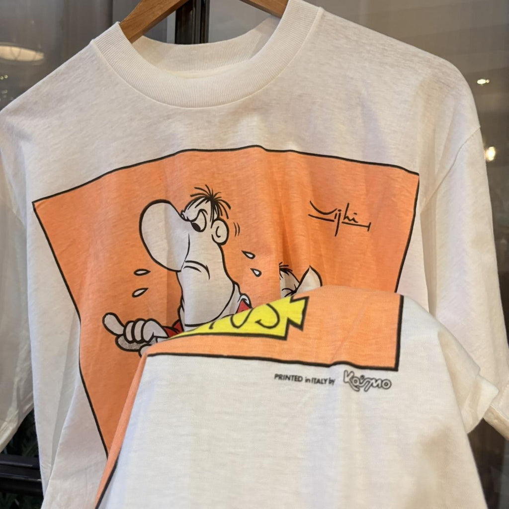 Vintage Brutus Cartoon Graphic T-Shirt Mens Medium White Single Stitch 90s Y2K Comic Art Tee