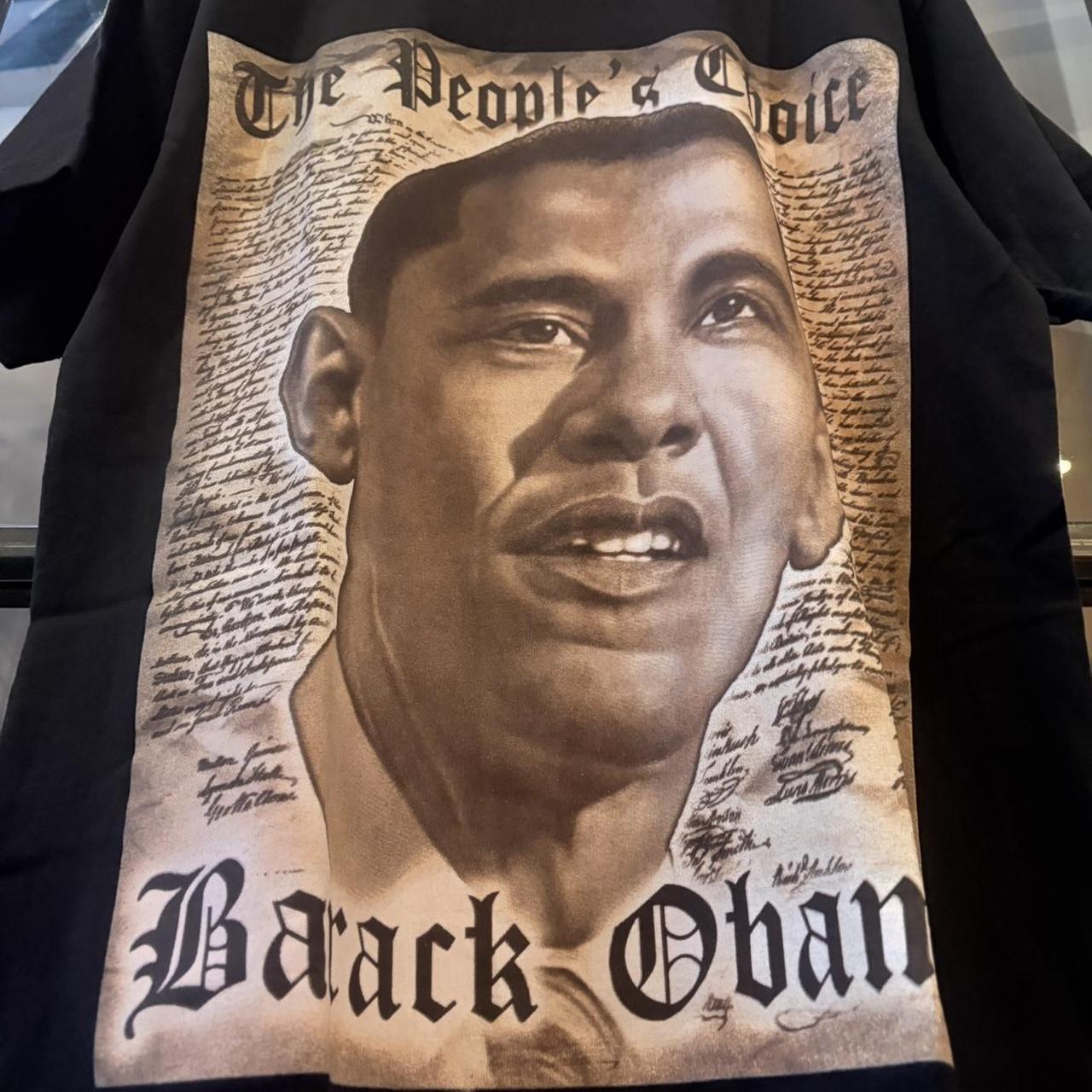 Barack Obama Graphic T-Shirt Mens Medium Black Political Tee Vintage 90s Y2K