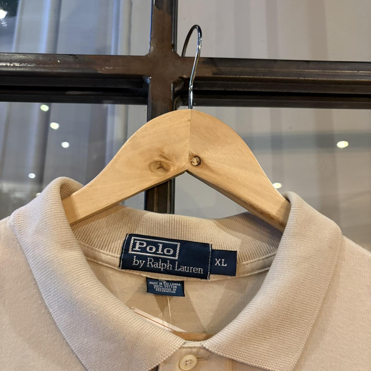 BR1912W-F - Vintage Retro Ralph Lauren Plain Beige Polo Shirt Short Sleeve collared button up top  #Y2K #preppy #chiefkeef #oldmoney #ralphlauren