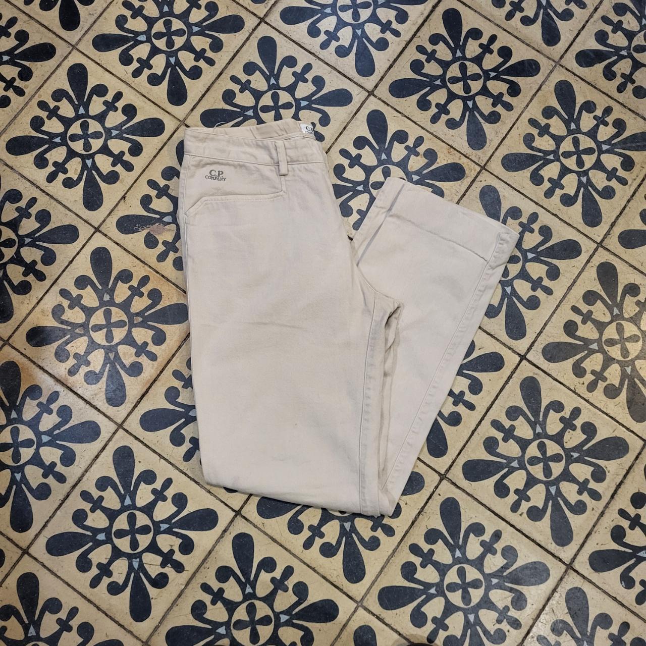 TRW283-P - Vintage retro essential C.P. Company Beige Trousers Jeans Denim pants with embroidered label casual 90s Y2K style #blokecore #cpcompany #trousers #casual #hiphop