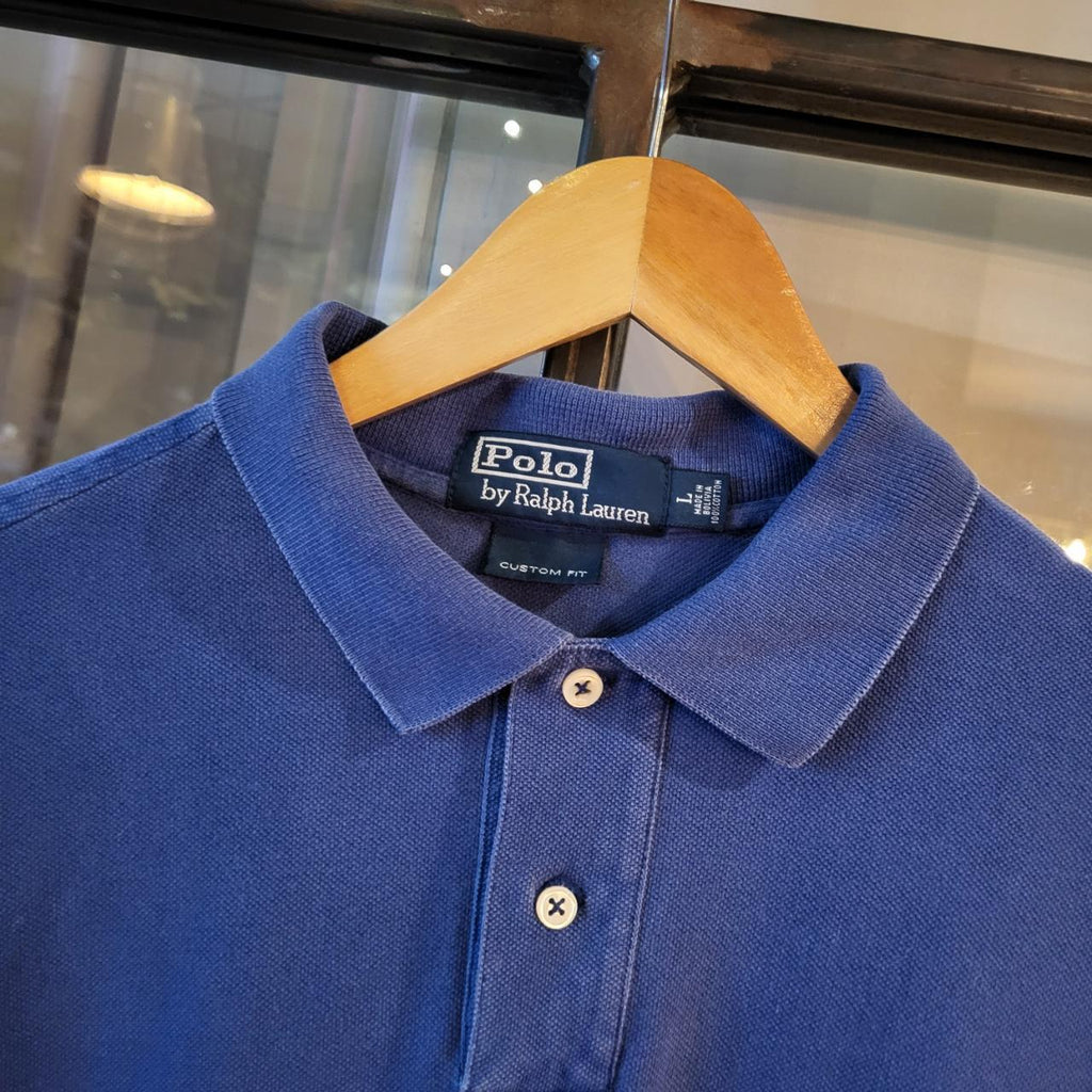 POL153 - Vintage Ralph Lauren Blue Polo Shirt Short Sleeve collared button up top #Y2K #preppy #chiefkeef #golf