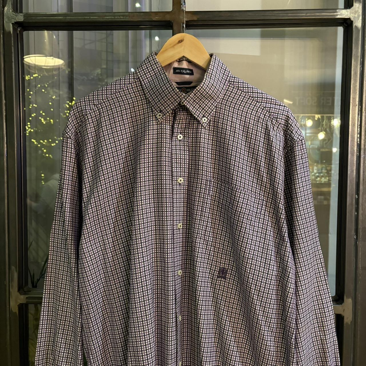 1224E09-P - Vintage Tommy Hilfiger Purple Pink Plaid Checked Shirt longsleeve collared button up #Y2K #preppy #chiefkeef #preppy #oldmoney