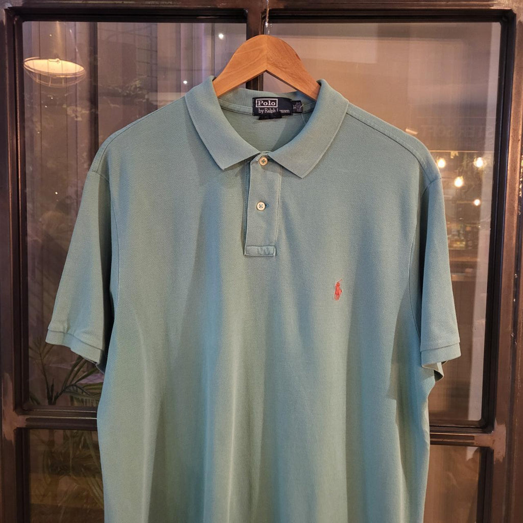 POL129P - Vintage Ralph Lauren pastel blue Polo Shirt Short Sleeve collared button up top #Y2K #preppy #chiefkeef #golf #oldmoney
